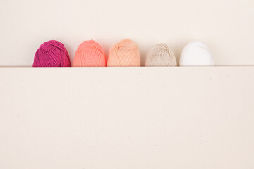 Multicolored skeins of thread for knitting