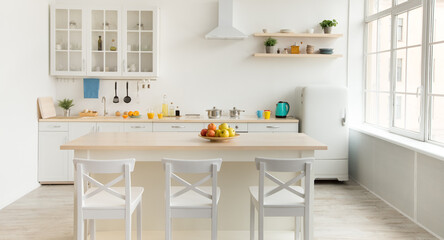 Bright new kitchen and Scandinavian home interior