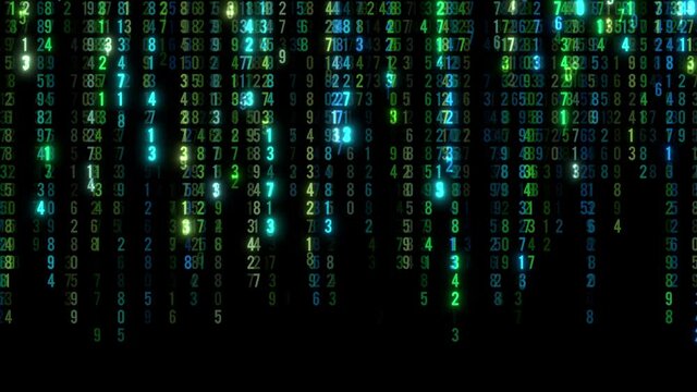 falling numbers digital code background video