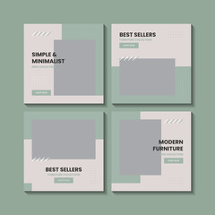 Furniture minimalist social media post template collection