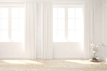 Fototapeta premium White empty room. Scandinavian interior design. 3D illustration