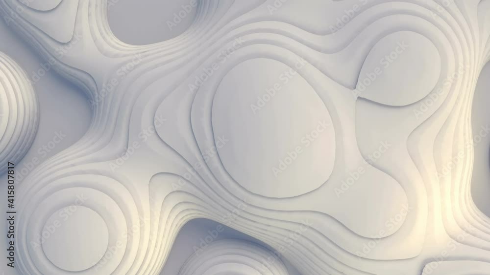 Poster white metaball element with stripe pattern 3d rendering loop animation. 4k, uhd