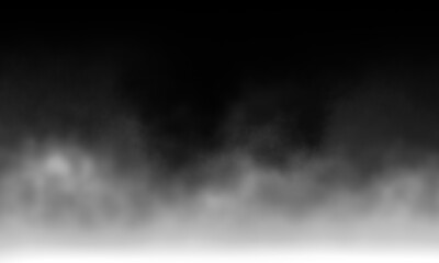 Fototapeta na wymiar White gray smoke Isolated on black color dark horror background. Use for concept design Halloween Spooky night.