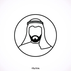 vector avatar muslim men in circle. Icon Isolated on White Background. Flat style.