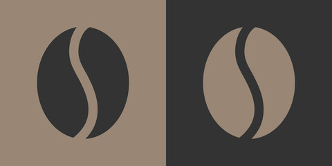 Two monochrome brown and beige coffee beans.