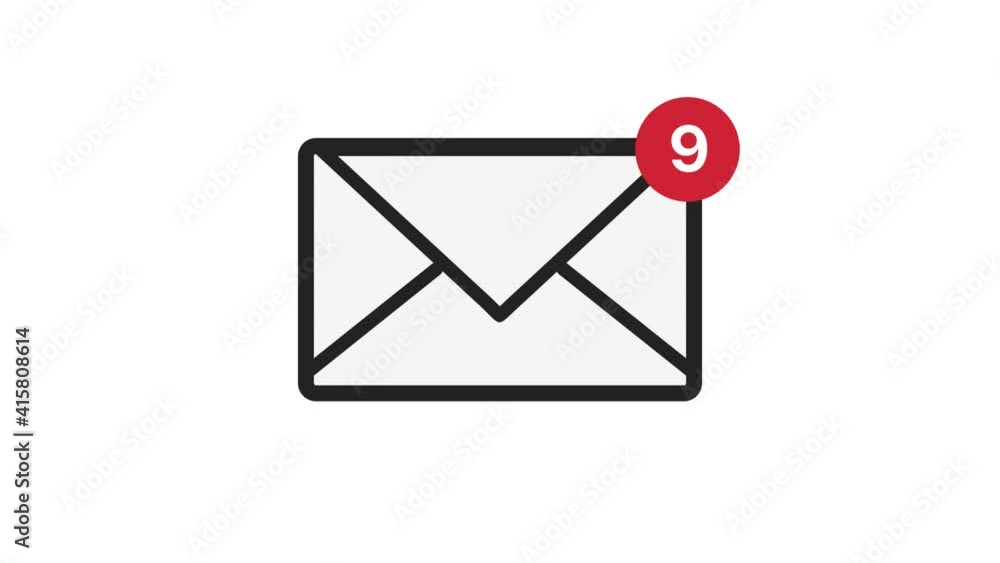 Poster Email Icon With Red Counter On White Background. E-Mail Notification With Counter. Inbox E-Mail. 