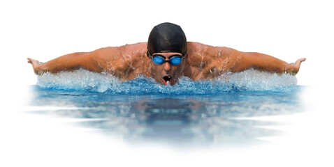 Man sport swimmer isolated - 415809258