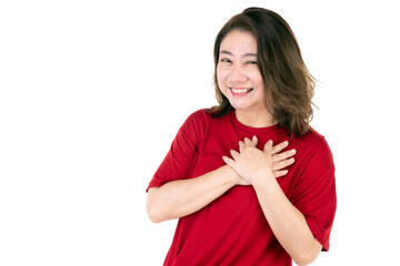 Portrait of middle age 40s Asian woman Isolated on white background