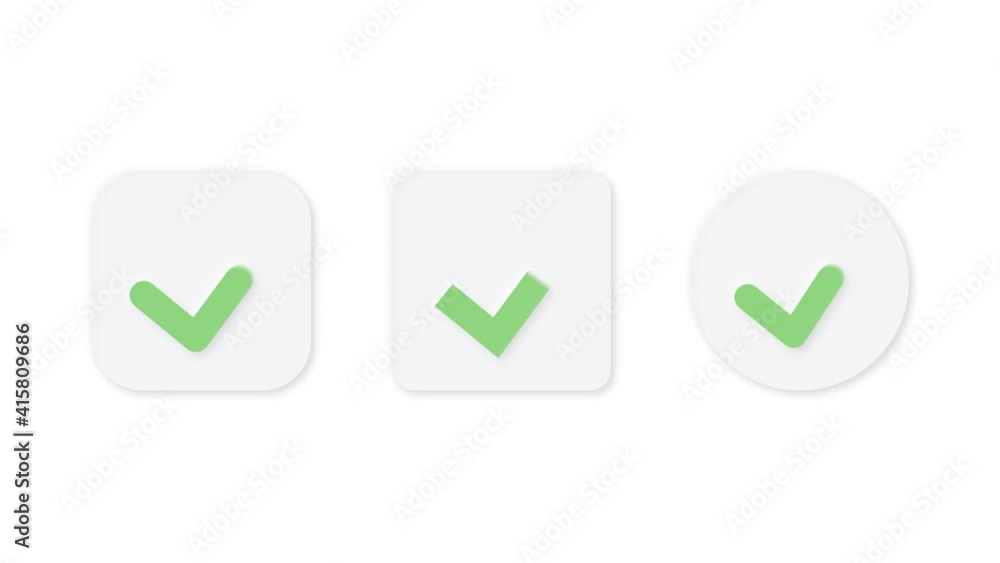 Poster check mark sign black shadow passes all around on white background in 4k resolution loop ready file