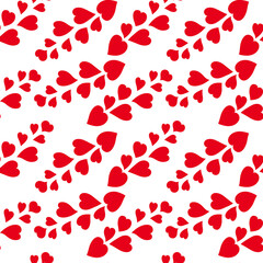 seamless pattern with twigs with heart shaped leaves, fabric print web, wrapping paper