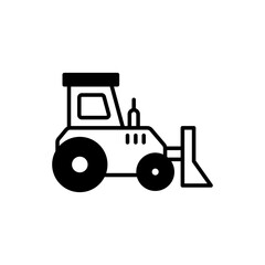 Bulldozer vector icon style illustration. EPS 10 file