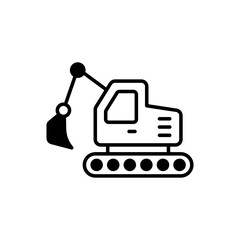 Excavator vector icon style illustration. EPS 10 file
