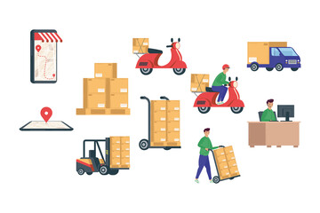 bundle of ten delivery service set icons