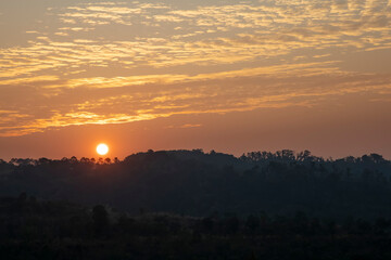 The morning time and view of landscape mountain at khao kho in thailand