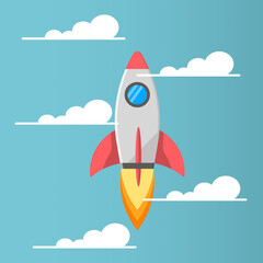 Rocket Launcher Spaceship Start-Up Innovation Icon, and illustration Vector