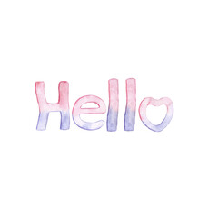 Watercolor letters. English alphabet. Hello