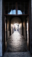 Long dark hallway of underground