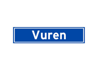 Vuren isolated Dutch place name sign. City sign from the Netherlands.