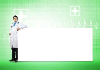 Doctor with banner