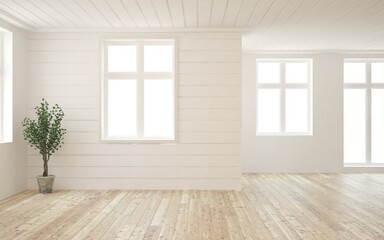 Obraz premium White empty room. Scandinavian interior design. 3D illustration