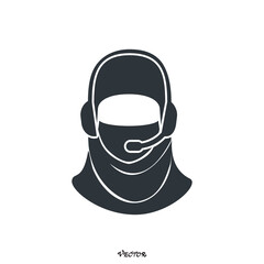 Illustration vector of arab or muslim people man and woman. Call center operator with headset web icon design. Client services and communication, customer support, phone assistance, information. Flat 