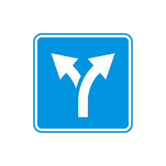Two roads splitting road sign. Clipart image
