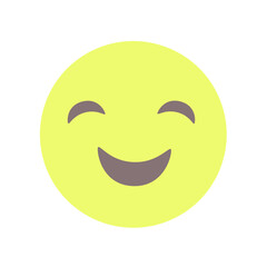 Vector round isolated emoticon on a white background. A symbol of joy and happiness
Yellow face with closed eyes and a smile. Popular chat elements. Trendy emoticon in flat simple cartoon style. 