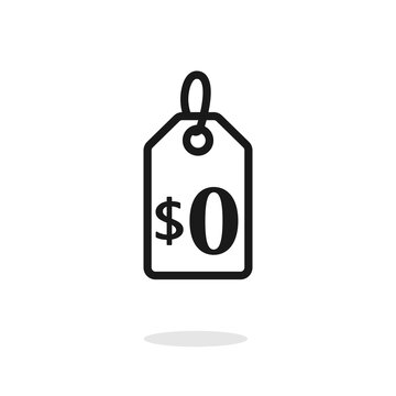 Zero cost price line icon. Clipart image isolated on white background