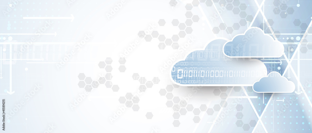 Poster modern cloud computer technology. integrated digital web concept background. data exchange