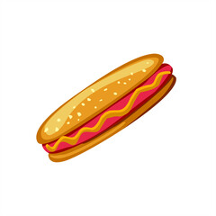 
Vector hand drawn hotdog. Fast food and unhealthy food isolated on white background. Sausage bun icon for restaurant menu