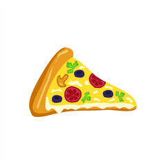 Vector hand drawn pizza. Fast food and unhealthy food isolated on white background. Delicious food icon for restaurant menu