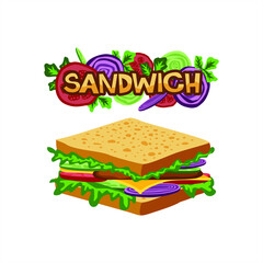 Vector hand drawn sandwich. Fast food and unhealthy food isolated on white background. Restaurant menu icon