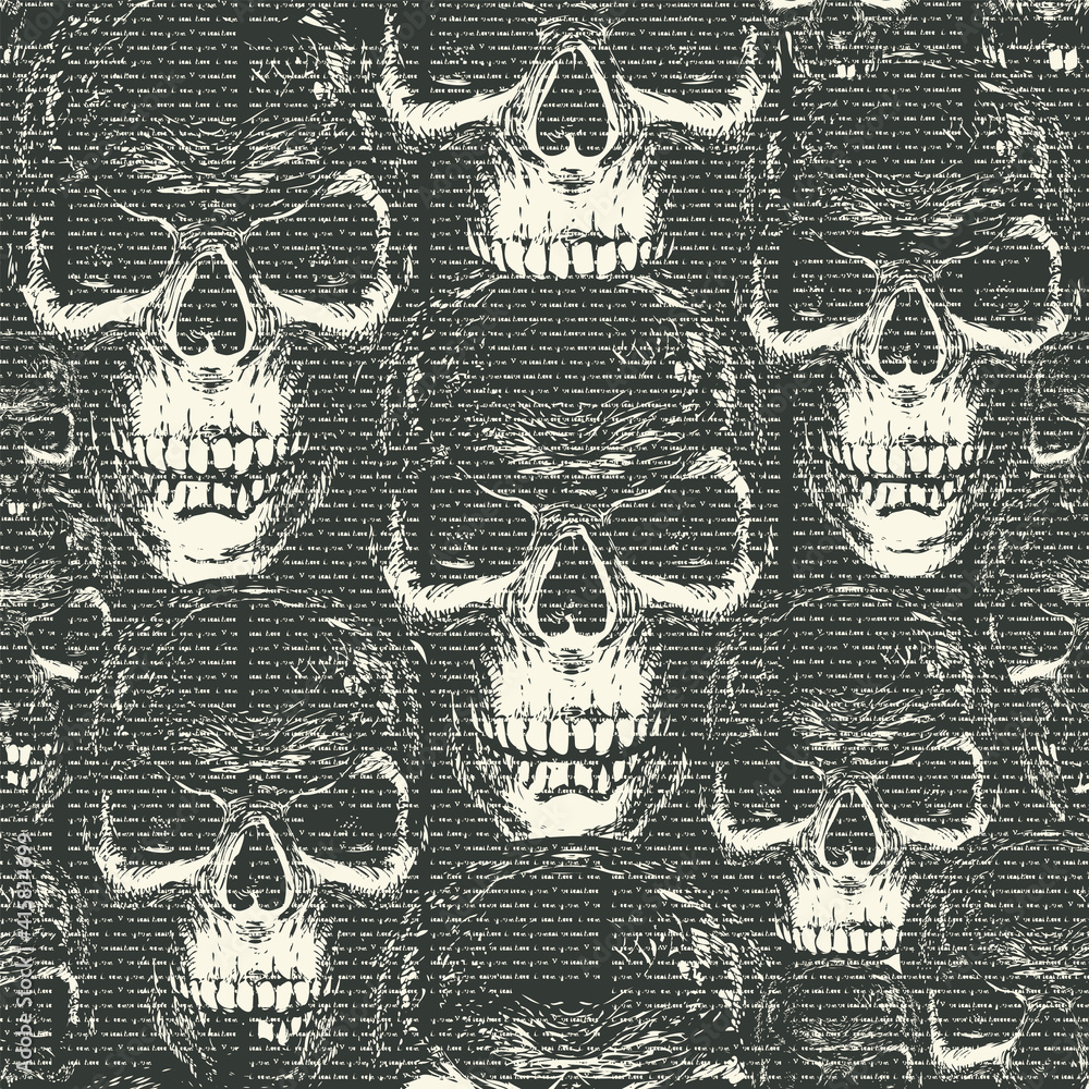 Aufkleber vector seamless pattern with with old magazine or newspaper columns on a black backdrop with ominous