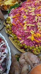 Traditional Russian salad Herring under a fur coat new year