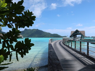 Tahiti beach and Boat dock in paradise