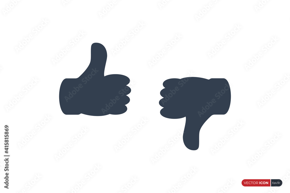 Poster hand thumb up and hand thumb down icon. like and dislike symbol. flat vector icon design template el