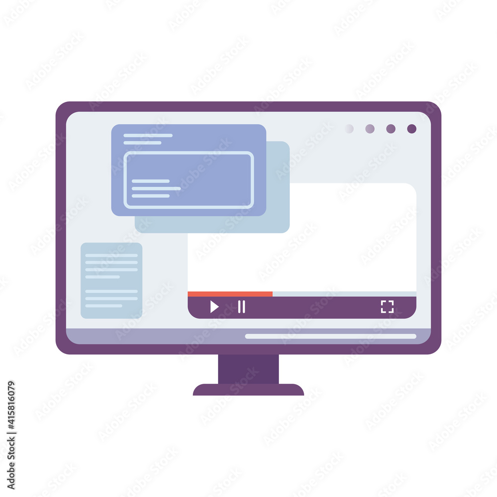 Poster desktop with webpage template isolated icon