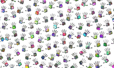 rainbow hands pattern with volume effect on seamless background.