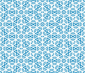 Abstract fantasy thin line hexagon, triangle geometric seamless pattern. Creative mosaic, tile background. 