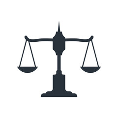 Justice Scales, Law firm icon logo design template vector.