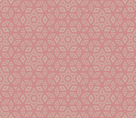 Abstract fantasy thin line hexagon, triangle geometric seamless pattern. Creative mosaic, tile background. 