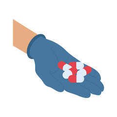 hand lifting capsules drugs isometric icon