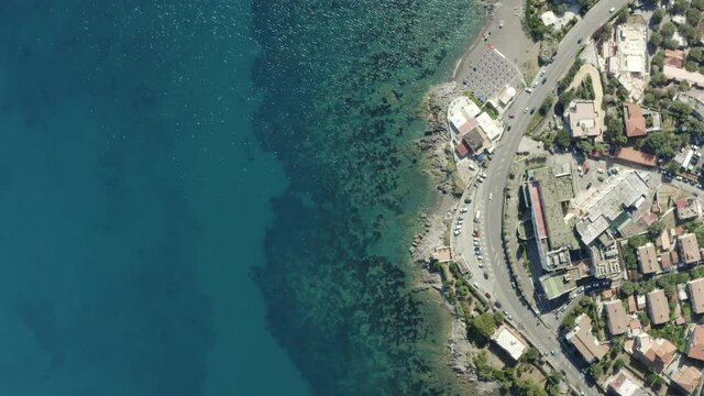 Orthogonal aerial view of the Sapri waterfront, in Italy.