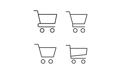 Shopping cart vector icon collection. E-commerce online shop symbol.