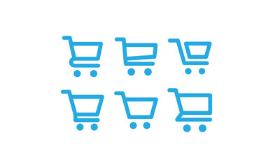 Shopping cart vector icon collection. E-commerce online shop symbol.