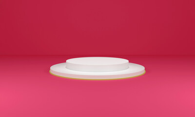 Podium 3D Illustration with geometric spheres, empty cylindrical stage for award ceremony or product presentation platform 2