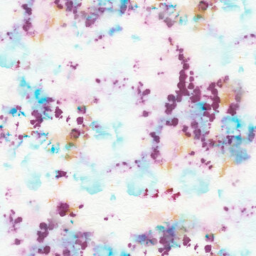 Seamless Tie and Dye Texture. Ethnic Print. Bohemian Geo Design. Mulicolor Hippie Ornament. Abstract Background. Mulicolor Batik. Watercolor Pattern Print. Washed Effect. © Diness