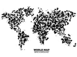 Abstract world map in the form of blots, colorful ink splashes, grunge splatters. Vector illustration