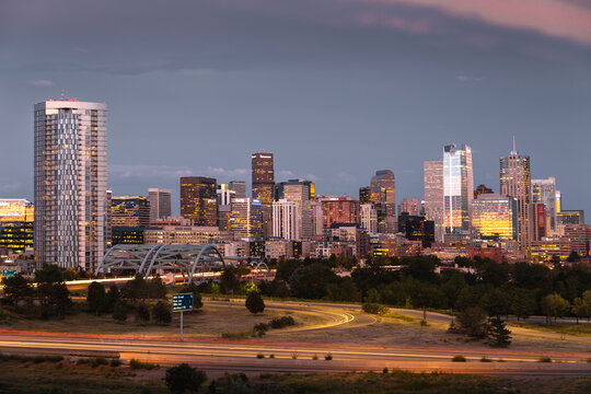 Denver skyline at night 