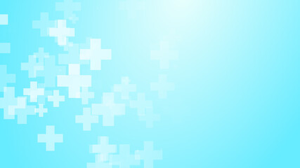 Medical white blue cross pattern background.